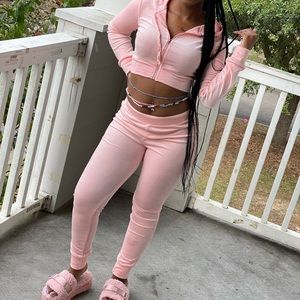 Pink Velour Tracksuit
